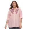 Plus Size Sonoma Goods For Life™ Essential Shirt -Sonoma Goods For Life 3093967 Pink Stripe