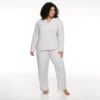 Plus Size Sonoma Goods For Life® Velour Pajama Shirt & Pajama Pants Set -Sonoma Goods For Life 5033014 Silver Heather