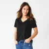 Petite Sonoma Goods For Life® Everyday Short Sleeve V-Neck Tee -Sonoma Goods For Life 5234230 Black