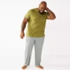 Big & Tall Sonoma Goods For Life® Crewneck Tee & Sleep Pants Set -Sonoma Goods For Life 5248129 Olive Dark Gry Htr