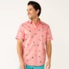 Men's Sonoma Goods For Life® Short Sleeve Perfect Length Button-Down Shirt -Sonoma Goods For Life 5256643 Pink Tapes