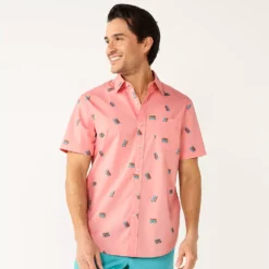 Men's Sonoma Goods For Life® Short Sleeve Perfect Length Button-Down Shirt