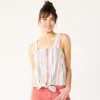 Women's Sonoma Goods For Life® Tie-Hem Squareneck Tank -Sonoma Goods For Life 5510685 Pink Blue Multi Stripe
