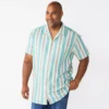Big & Tall Sonoma Goods For Life® Camp Shirt -Sonoma Goods For Life 5548361 Teal Stripe