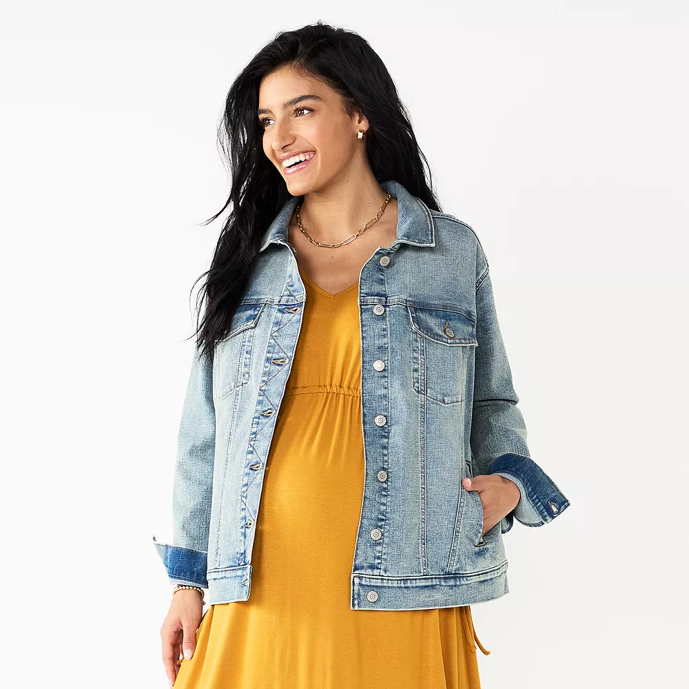 Maternity Sonoma Goods For Life® Embroidered "Mama" Jean Jacket 4 Maternity Sonoma Goods For Life® Embroidered "Mama" Jean Jacket - Image 2