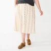 Plus Size Sonoma Goods For Life® Vented Button-Front Midi Skirt -Sonoma Goods For Life 5570625 Neutral Stripe