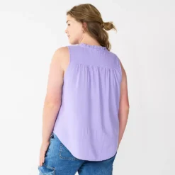 Plus Size Sonoma Goods For Life® Solid Ruffled Button-Front Tank -Sonoma Goods For Life 5575169 ALT