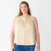 Plus Size Sonoma Goods For Life® Solid Ruffled Button-Front Tank -Sonoma Goods For Life 5575169 Paradise Sand