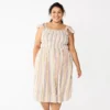 Plus Size Sonoma Goods For Life® Smocked Bodice Midi Dress -Sonoma Goods For Life 5584078 Tan Multi Stripe