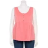 Plus Size Sonoma Goods For Life Button Front Utility Tank -Sonoma Goods For Life 5584138 Melon Pink