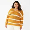 Plus Size Sonoma Goods For Life® Long Sleeve V-Neck Sweater -Sonoma Goods For Life 5585496 Gold Stripe