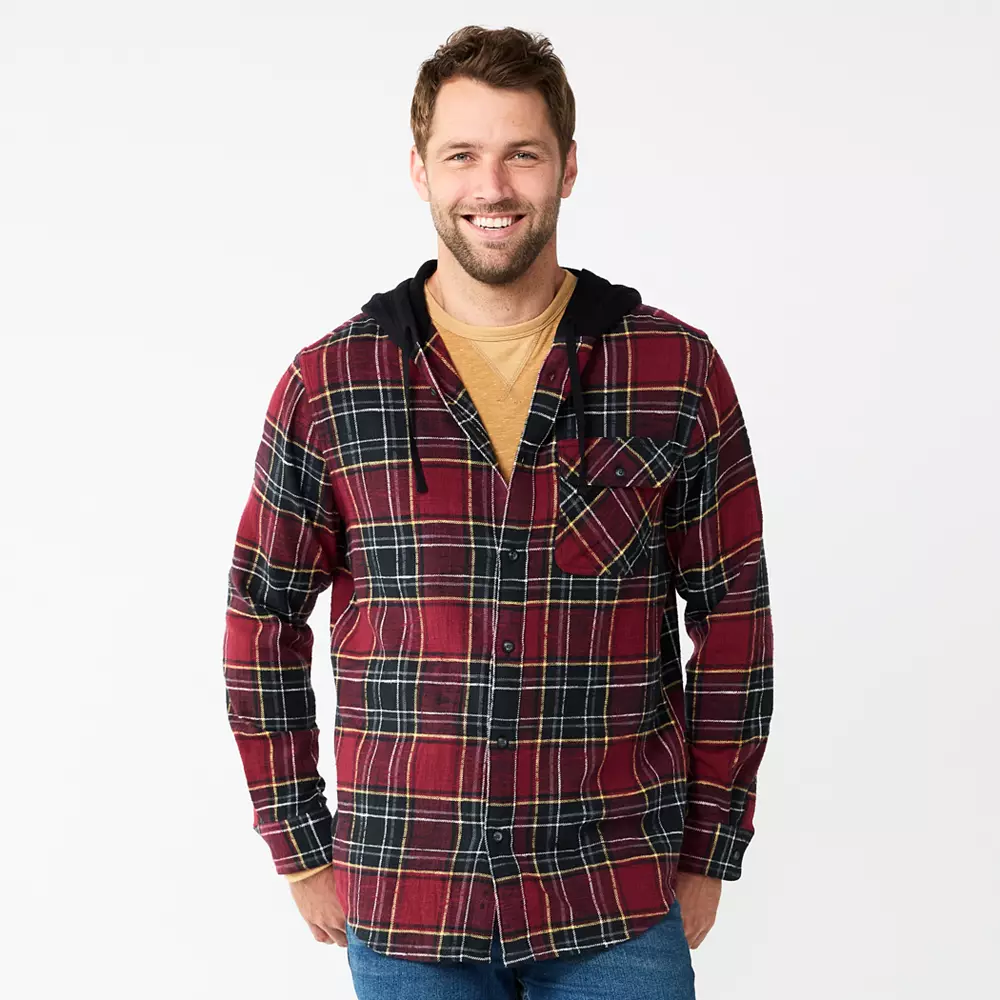 Men's Sonoma Goods For Life® Hooded Flannel Button-Down Shirt 3 Men's Sonoma Goods For Life® Hooded Flannel Button-Down Shirt