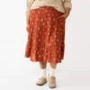 Plus Size Sonoma Goods For Life® Tiered Midi Skirt -Sonoma Goods For Life 5659149 Mauve Floral