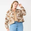 Plus Size Sonoma Goods For Life® Cropped Shacket -Sonoma Goods For Life 5686820 Cow Print Jacquard