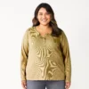 Plus Size Sonoma Goods For Life® Essential Long Sleeve Henley Top -Sonoma Goods For Life 5690602 Olive