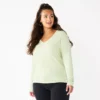 Petite Sonoma Goods For Life® Everyday Long Sleeve V-Neck Top -Sonoma Goods For Life 5705363 Mint Green