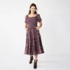 Women's Sonoma Goods For Life® Smocked Tiered Midi Dress -Sonoma Goods For Life 5804206 Plum Floral
