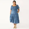 Plus Size Sonoma Goods For Life® Smocked Tiered Midi Dress -Sonoma Goods For Life 5805883 Slate Blue Floral