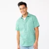 Men's Sonoma Goods For Life® Short Sleeve Perfect Length Button Down Shirt -Sonoma Goods For Life 5806004 Green Sketchy Geo