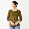 Women's Sonoma Goods For Life® Essential Henley Top -Sonoma Goods For Life 5816147 Olive