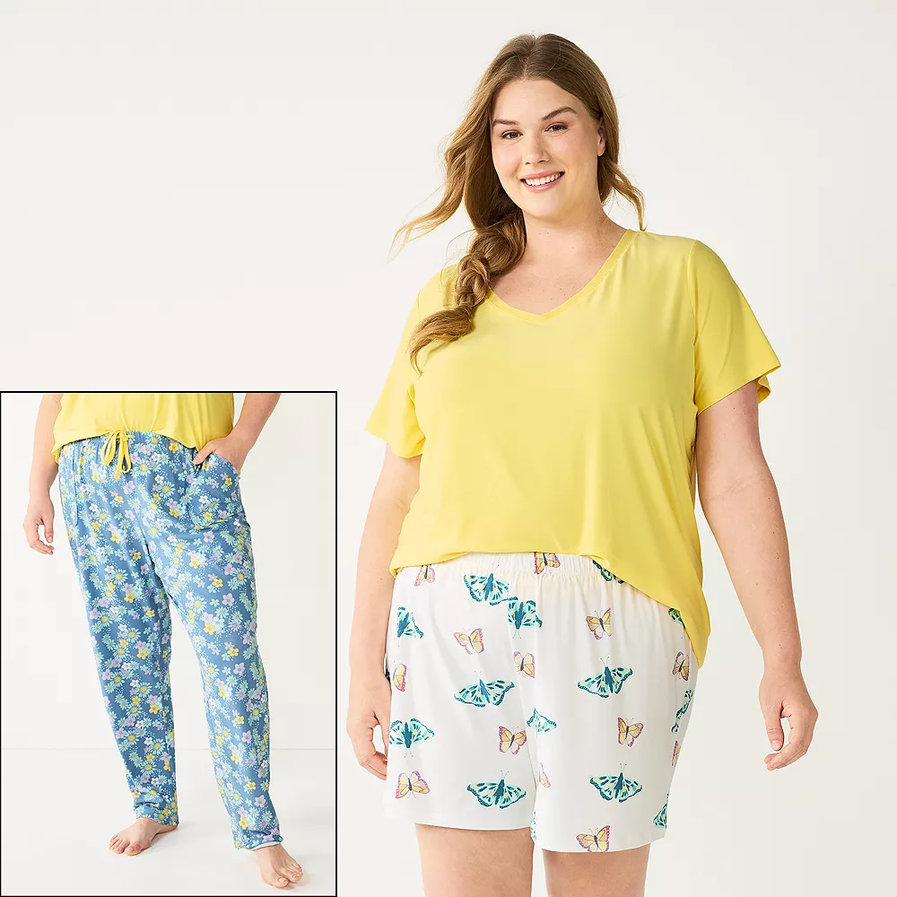 Plus Size Sonoma Goods For Life® 3-piece Pajama Top, Pajama Shorts & Pajama Pants Sleep Set