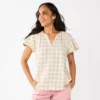 Petite Sonoma Goods For Life® Flutter Sleeve Y Neck Top 2 Petite Sonoma Goods For Life® Flutter Sleeve Y Neck Top -Sonoma Goods For Life 5931515 Ecru Gingham