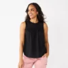 Petite Sonoma Goods For Life® Yoke Front Tank -Sonoma Goods For Life 6080711 Black