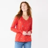 Petite Sonoma Goods For Life® Everyday Long Sleeve V-Neck Top -Sonoma Goods For Life 6264436 Red Scatter Floral